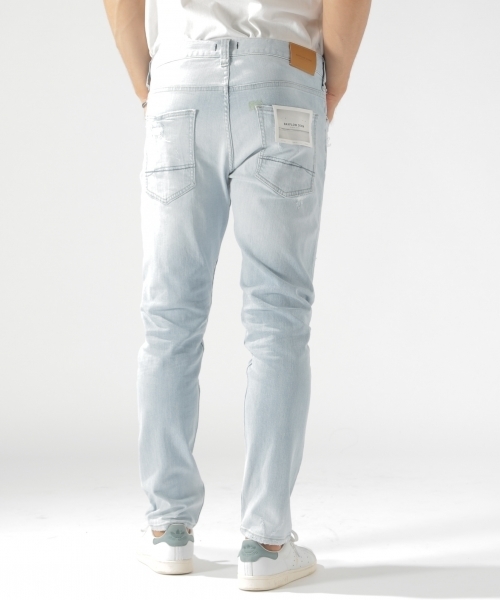 BAYFLOW(ベイフロー)の「リペアテーバードブロークンデニム 18AW(デニムパンツ・メンズ・スカイブルー/ロイヤルブルー・30inch/32inch/29inch/28inch/31inch)」の7枚目の写真