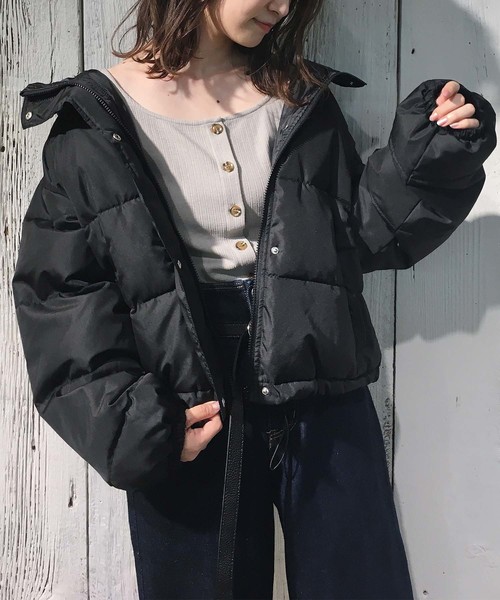 one after another NICE CLAUP（ワンアフターアナザーナイスクラップ）の「フードエコダウンジャケット（ダウンジャケット/コート・レディース・ブラック/ベージュ/パープル/ラベンダー・FREE）」の13枚目の写真