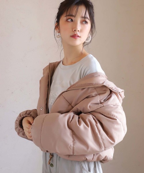 one after another NICE CLAUP（ワンアフターアナザーナイスクラップ）の「フードエコダウンジャケット（ダウンジャケット/コート・レディース・ブラック/ベージュ/パープル/ラベンダー・FREE）」の14枚目の写真