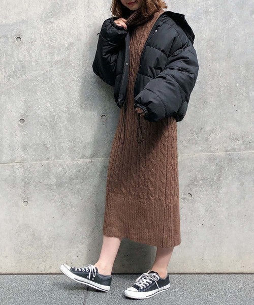 one after another NICE CLAUP（ワンアフターアナザーナイスクラップ）の「フードエコダウンジャケット（ダウンジャケット/コート・レディース・ブラック/ベージュ/パープル/ラベンダー・FREE）」の18枚目の写真