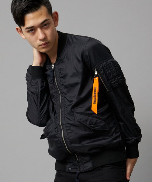 MONKEY TIME（モンキータイム）の「MT∴ ボンディング L-2 ジャケット◆（ミリタリージャケット・メンズ・ブラック/オリーブ・SMALL/MEDIUM/LARGE/X-LARGE）」の2枚目の写真