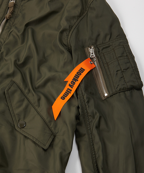 MONKEY TIME（モンキータイム）の「MT∴ ボンディング L-2 ジャケット◆（ミリタリージャケット・メンズ・ブラック/オリーブ・SMALL/MEDIUM/LARGE/X-LARGE）」の4枚目の写真
