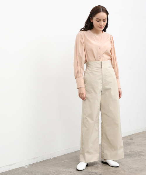 SALON adam et rope'（サロン アダム エ ロペ）の「コットンライクポリエステルワイドパンツ（その他パンツ・レディース・ブラック/ベージュ・X-SMALL/S/M）」の14枚目の写真