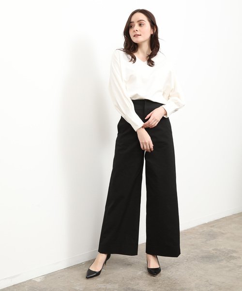 SALON adam et rope'（サロン アダム エ ロペ）の「コットンライクポリエステルワイドパンツ（その他パンツ・レディース・ブラック/ベージュ・X-SMALL/S/M）」の17枚目の写真