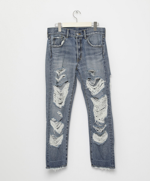 LEGENDA（レジェンダ）の「レジェンダ クレイジークラッシュ ストレートデニムパンツ / LEGENDA Crazy Crash Straight Denim Pants（デニムパンツ・メンズ・ブラック/インディゴブルー・S/M/L）」の2枚目の写真