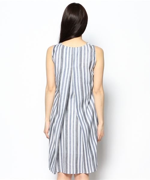 Demi-Luxe BEAMS(デミルクス ビームス)の「○TELA / ストライプ リボン ノースリーブ ワンピース(ワンピース・レディース・ブルー・42/40)」の7枚目の写真