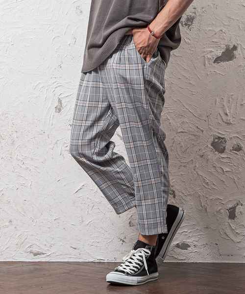 MinoriTY（マイノリティ）の「アンクルパンツ チェックワイドテーパード（その他パンツ・メンズ・ネイビー/ベージュ/ブラウン・L/M）」の3枚目の写真