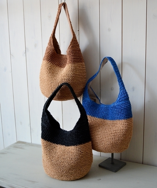 SHIPS for women（シップスフォーウィメン）の「★★ペーパー2トーンバッグ◇（かごバッグ・レディース・ブラック/キャメル/ブルー・ONE SIZE）」の14枚目の写真