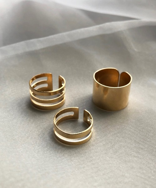 kutir(クティール)の「kutirlune/【サイズ調節可能】3セットリング(リング・レディース・シルバー/ゴールド・FREE)」の2枚目の写真