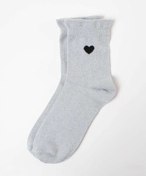 WEGO（ウィゴー）の「WEGO/ハートワンポイントラメソックス（ソックス/靴下・レディース・ホワイト/ブラック/シルバー・FREE）」の6枚目の写真