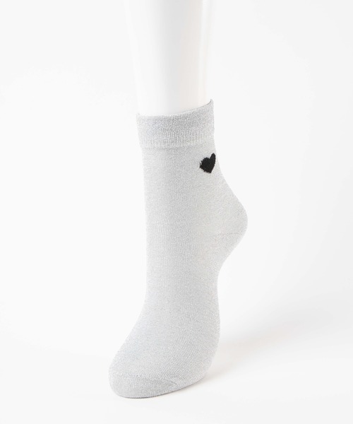 WEGO（ウィゴー）の「WEGO/ハートワンポイントラメソックス（ソックス/靴下・レディース・ホワイト/ブラック/シルバー・FREE）」の10枚目の写真