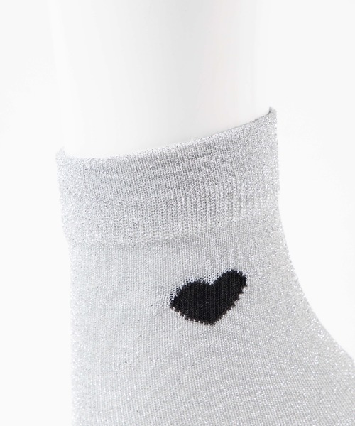 WEGO（ウィゴー）の「WEGO/ハートワンポイントラメソックス（ソックス/靴下・レディース・ホワイト/ブラック/シルバー・FREE）」の11枚目の写真