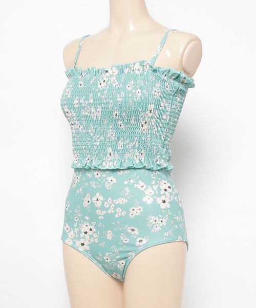 セール】花柄シャーリングワンピース 水着（水着）｜Lace Ladies