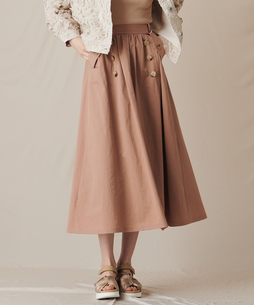 ベルトツキマエボタンフレアスカート スカート Supreme La La シュープリームララ のファッション スカート セール