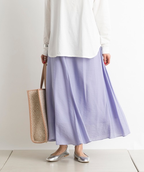 DouDou（ドゥドゥ）の「アシメギャザースカート（スカート・レディース・オフホワイト/ラベンダー・38/36）」の2枚目の写真