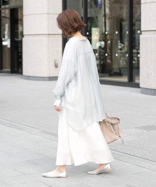 DouDou（ドゥドゥ）の「アシメギャザースカート（スカート・レディース・オフホワイト/ラベンダー・38/36）」の4枚目の写真