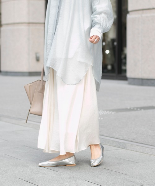 DouDou（ドゥドゥ）の「アシメギャザースカート（スカート・レディース・オフホワイト/ラベンダー・38/36）」の17枚目の写真