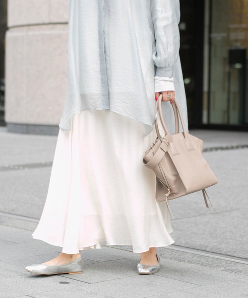 DouDou（ドゥドゥ）の「アシメギャザースカート（スカート・レディース・オフホワイト/ラベンダー・38/36）」の18枚目の写真