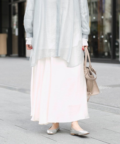 DouDou（ドゥドゥ）の「アシメギャザースカート（スカート・レディース・オフホワイト/ラベンダー・38/36）」の6枚目の写真