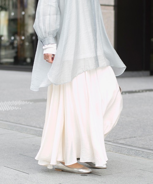 DouDou（ドゥドゥ）の「アシメギャザースカート（スカート・レディース・オフホワイト/ラベンダー・38/36）」の19枚目の写真