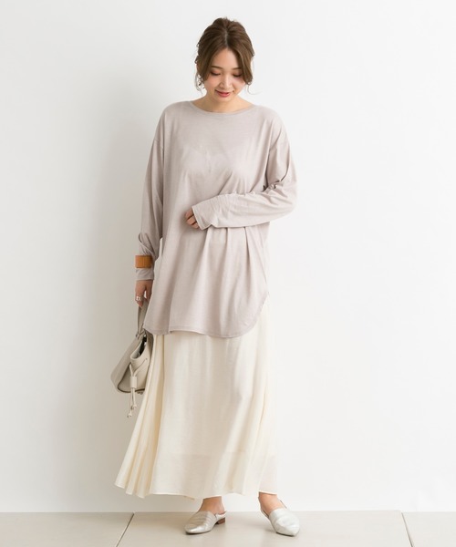 DouDou（ドゥドゥ）の「アシメギャザースカート（スカート・レディース・オフホワイト/ラベンダー・38/36）」の7枚目の写真