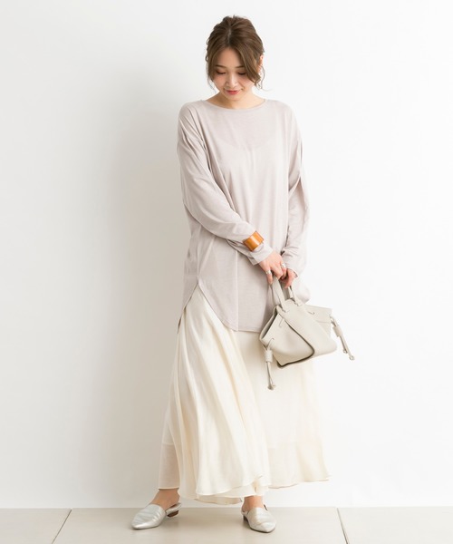 DouDou（ドゥドゥ）の「アシメギャザースカート（スカート・レディース・オフホワイト/ラベンダー・38/36）」の20枚目の写真