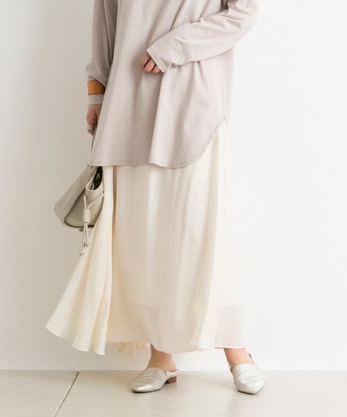 DouDou（ドゥドゥ）の「アシメギャザースカート（スカート・レディース・オフホワイト/ラベンダー・38/36）」の9枚目の写真
