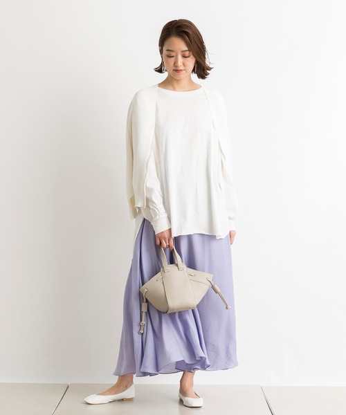 DouDou（ドゥドゥ）の「アシメギャザースカート（スカート・レディース・オフホワイト/ラベンダー・38/36）」の13枚目の写真
