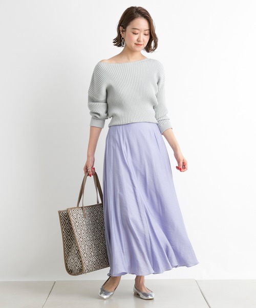 DouDou（ドゥドゥ）の「アシメギャザースカート（スカート・レディース・オフホワイト/ラベンダー・38/36）」の10枚目の写真