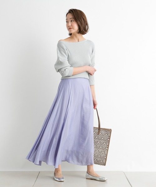 DouDou（ドゥドゥ）の「アシメギャザースカート（スカート・レディース・オフホワイト/ラベンダー・38/36）」の11枚目の写真