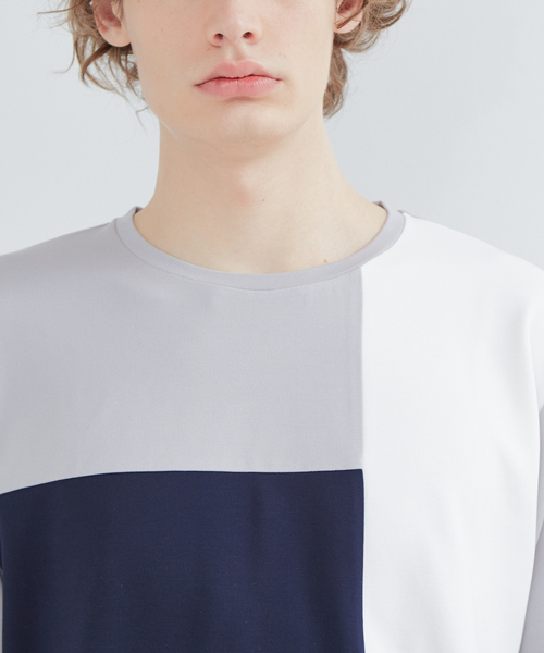 ABAHOUSE GRAY(アバハウスグレイ)の「【展開店舗限定】スラブポンチ配色切替 長袖Tシャツ(Tシャツ/カットソー・メンズ・ホワイト/ネイビー/グレー・46/48)」の7枚目の写真