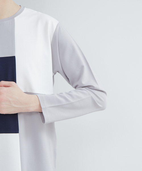 ABAHOUSE GRAY(アバハウスグレイ)の「【展開店舗限定】スラブポンチ配色切替 長袖Tシャツ(Tシャツ/カットソー・メンズ・ホワイト/ネイビー/グレー・46/48)」の8枚目の写真