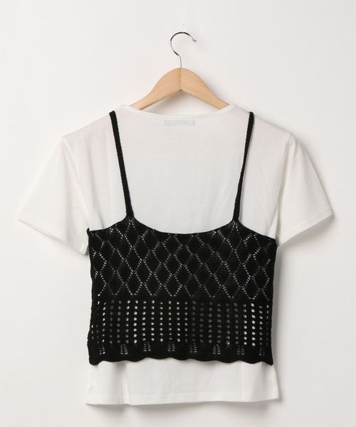 SpRay(スプレイ)の「【WEB限定】クロシェキャミアンサンブル(Tシャツ/カットソー・レディース・ブラック/ダークブラウン/ベージュ・FREE)」の5枚目の写真