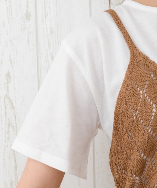 SpRay(スプレイ)の「【WEB限定】クロシェキャミアンサンブル(Tシャツ/カットソー・レディース・ブラック/ダークブラウン/ベージュ・FREE)」の11枚目の写真