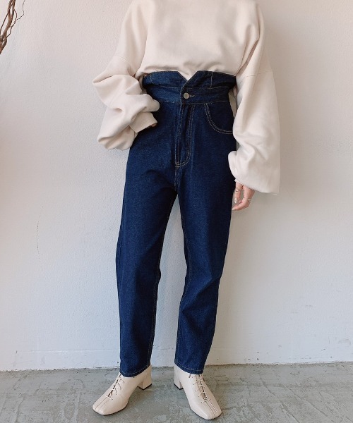 VANNIE U(ヴァニーユー)の「ハイハイウエストデニム / VANNIEデニム(デニムパンツ・レディース・ブルー/ナチュラル・SMALL/FREE)」の3枚目の写真