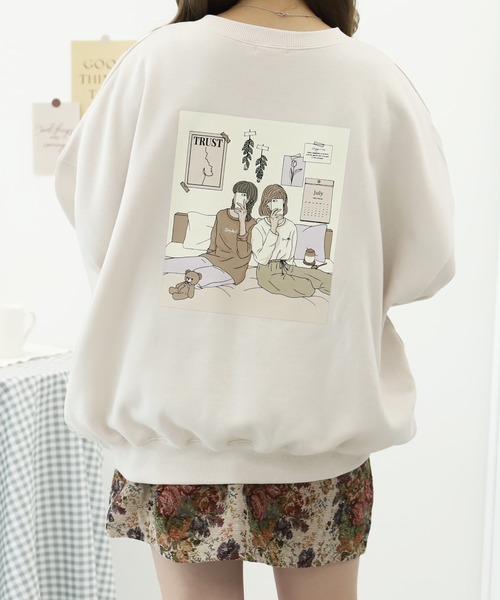 PairPair(ペアペア)の「部屋撮りバックプリントスウェット(スウェット・レディース・パープル/ブラウン/アイボリー/モカ・FREE)」の8枚目の写真