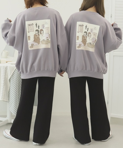 PairPair(ペアペア)の「部屋撮りバックプリントスウェット(スウェット・レディース・パープル/ブラウン/アイボリー/モカ・FREE)」の17枚目の写真