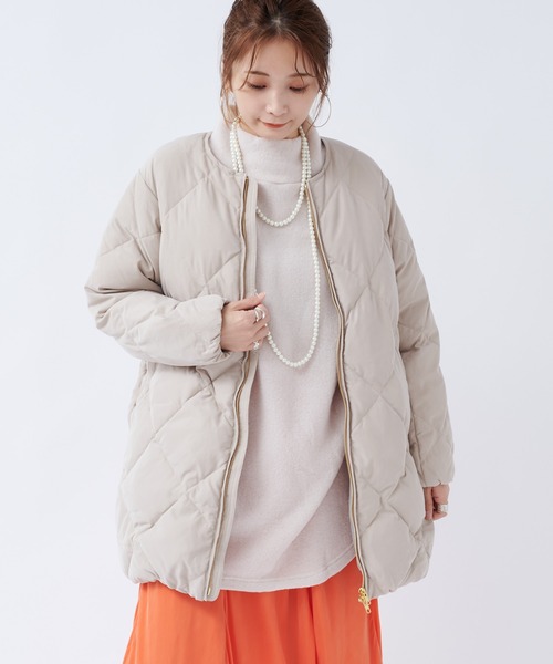 DouDou（ドゥドゥ）の「パウダリーキルティングダウン（ダウンジャケット/コート・レディース・ベージュ/オフホワイト・FREE）」の10枚目の写真