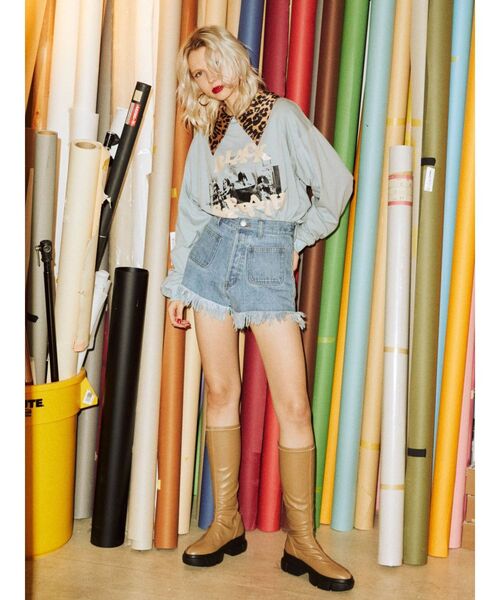 jouetie（ジュエティ）の「ボリュームロングブーツ（ブーツ・レディース・ベージュ/ブラック・M/L）」の3枚目の写真