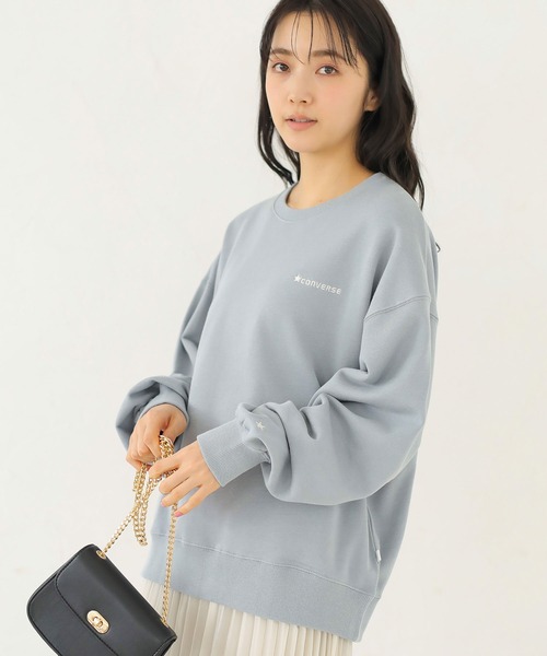 CONVERSE（コンバース）の「【WEB限定】CONVERSE 配色スウェット ＊（スウェット・レディース・ブラック/オフホワイト/サックスブルー/ライトベージュ・FREE）」の4枚目の写真