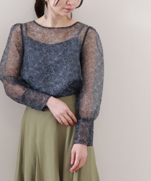 archives（アルシーヴ）の「フラワープリントブラウス（シャツ/ブラウス・レディース・グリーン/オレンジ/ネイビー・MEDIUM）」の3枚目の写真