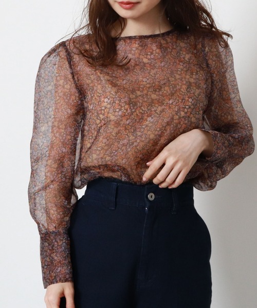 archives（アルシーヴ）の「フラワープリントブラウス（シャツ/ブラウス・レディース・グリーン/オレンジ/ネイビー・MEDIUM）」の2枚目の写真