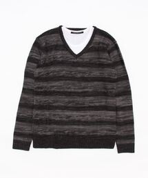 IO（イオ）（イオ）の「【Bling Leads】ボーダーニット＆ ロングTシャツ　アンサンブルセット（アンサンブル）」