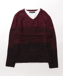 Bling Leads（ブリングリーズ）の「【Bling Leads】ボーダーニット＆ ロングTシャツ　アンサンブルセット（アンサンブル）」