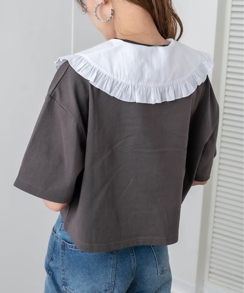 RASVOA(ラスボア)の「ビックカラーフリル付け襟(付け襟・レディース・ブラック/オフホワイト・FREE)」の4枚目の写真