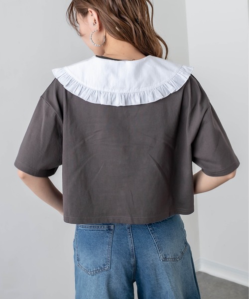 RASVOA(ラスボア)の「ビックカラーフリル付け襟(付け襟・レディース・ブラック/オフホワイト・FREE)」の5枚目の写真