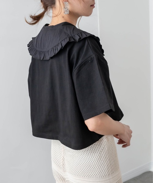 RASVOA(ラスボア)の「ビックカラーフリル付け襟(付け襟・レディース・ブラック/オフホワイト・FREE)」の7枚目の写真