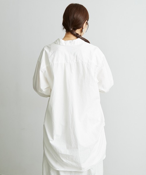 note et silence （ノートエシロンス）の「●FINX100/2ブロード　bigシャツ（シャツ/ブラウス・レディース・ストライプ/ホワイト/ネイビー・FREE）」の13枚目の写真