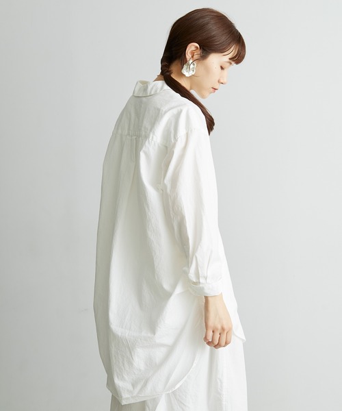 note et silence （ノートエシロンス）の「●FINX100/2ブロード　bigシャツ（シャツ/ブラウス・レディース・ストライプ/ホワイト/ネイビー・FREE）」の14枚目の写真