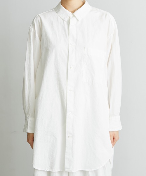 note et silence （ノートエシロンス）の「●FINX100/2ブロード　bigシャツ（シャツ/ブラウス・レディース・ストライプ/ホワイト/ネイビー・FREE）」の20枚目の写真